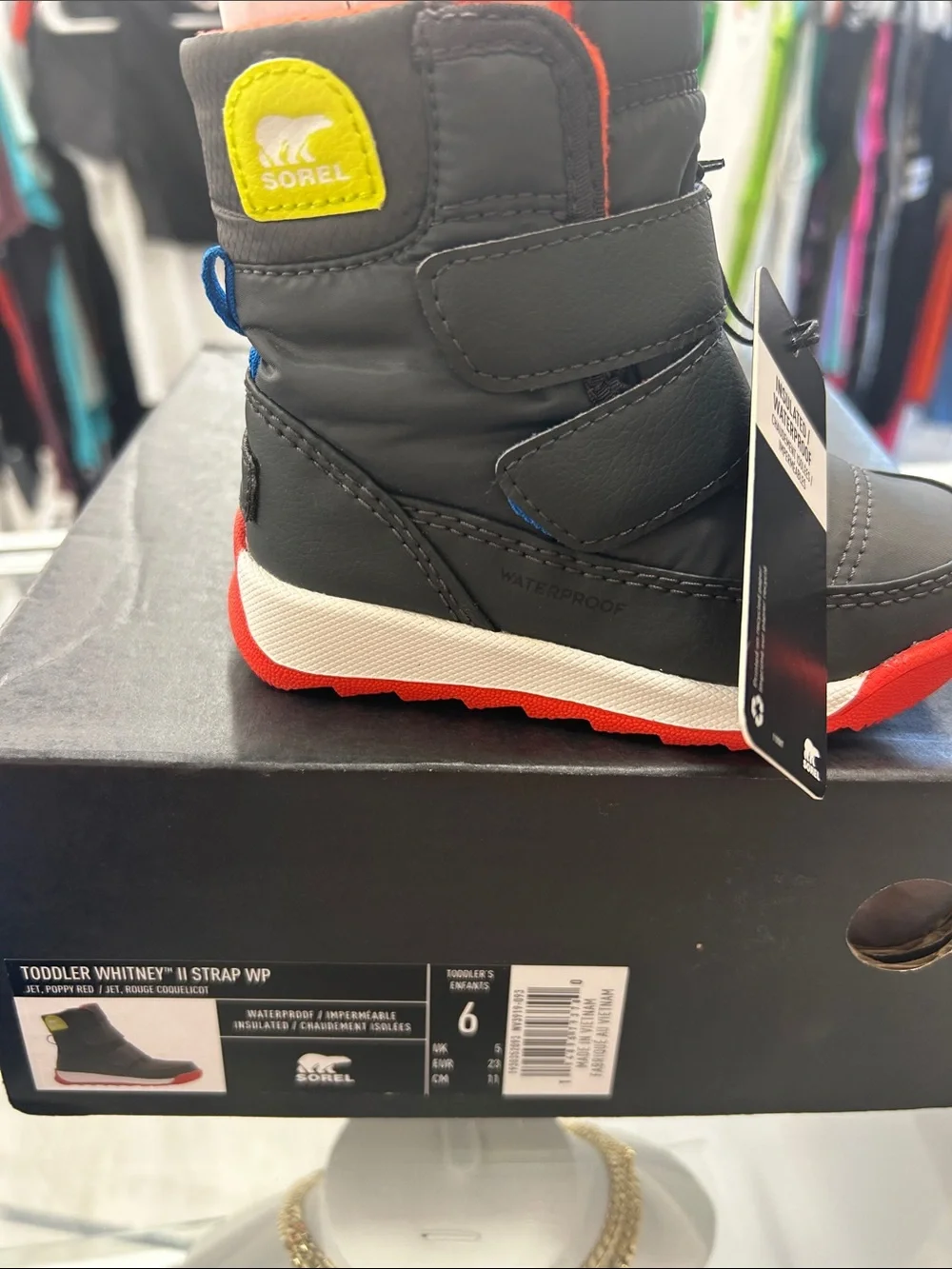 SOREL Toddler Whitney II Strap WP Waterproof Boots - Black/Red